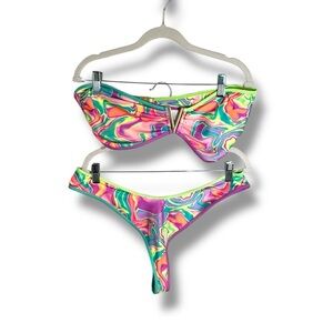 Kulani Kinis Tanga Alta Fondo Calypso Castaway Strapless Thong Bikini Size 2XL